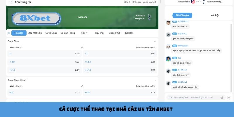Cá cược thể thao siêu hấp dẫn tại nhà cái uy tín 8xbet