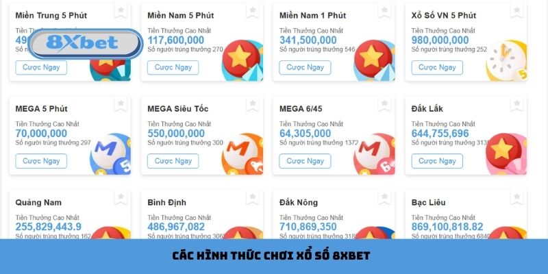 Các hình thức chơi xổ số 8xbet
