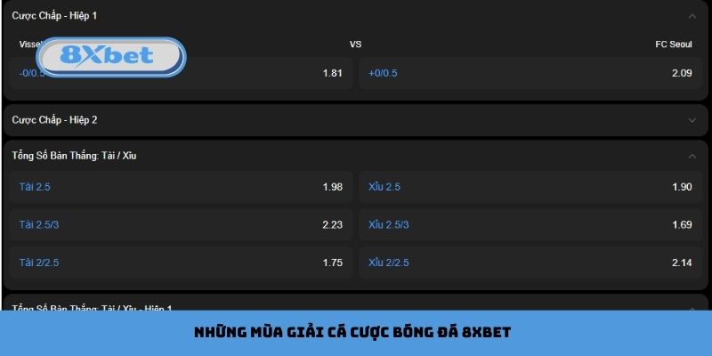 Những mùa giải cá cược bóng đá 8xbet