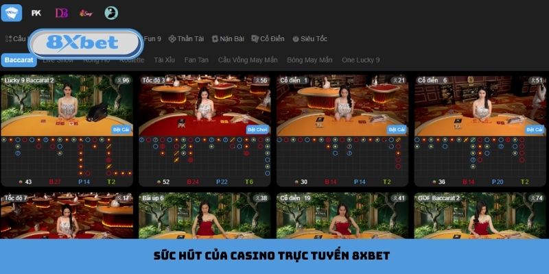 Sức hút của casino trực tuyến 8xbet