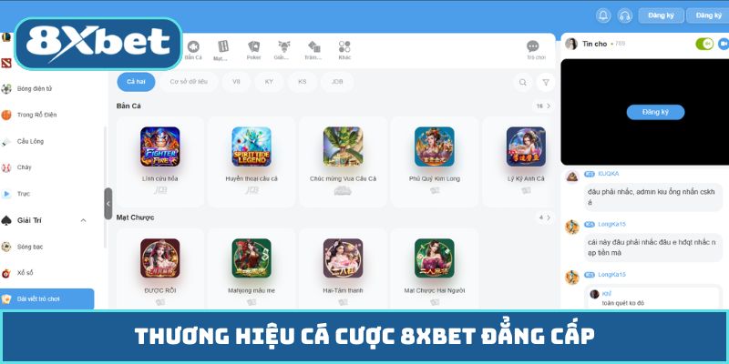 Thương hiệu cá cược 8XBET đẳng cấp